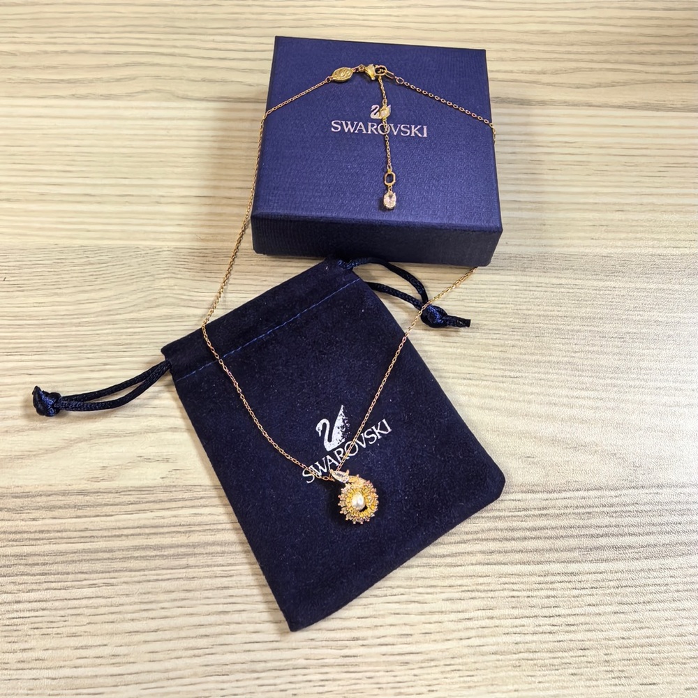 Swarovski Gold Necklace with Crystal Pendant